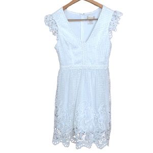 Altar’d State White Lace Dress Ruffle Sleeves Medium